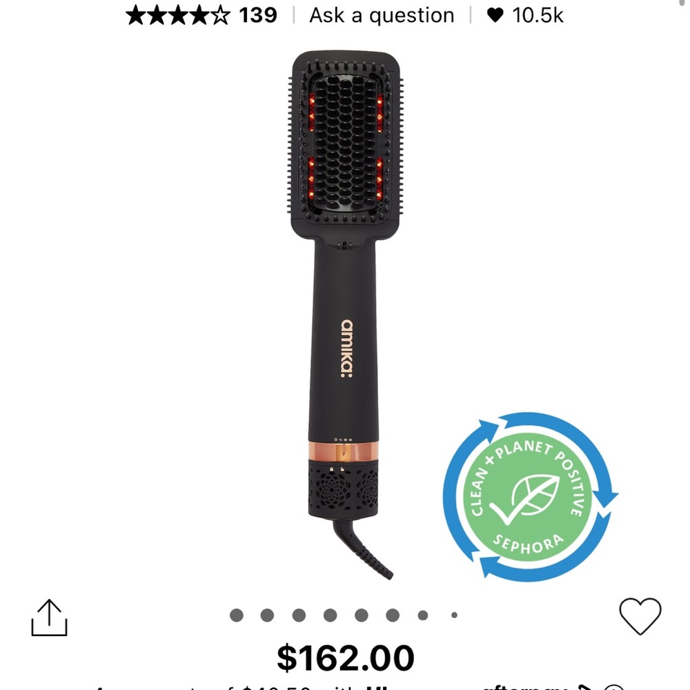 AMIKA DOUBLE AGENT 2 IN 1 BLOW DRYER AND STRAIGHTENING BRUSH - NEVER USED